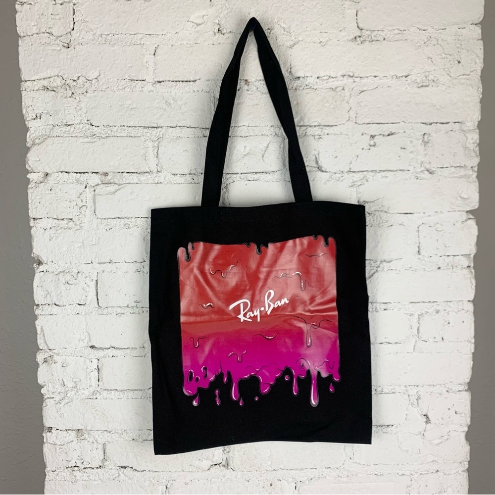 Rayban Paint Drip Red Pink Reusable Canvas Shopping Tote
